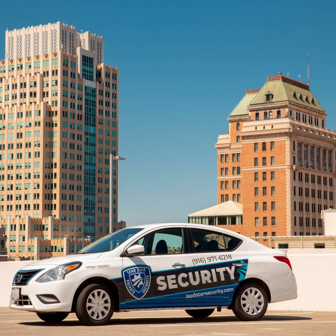 mobile patrol officer outside building