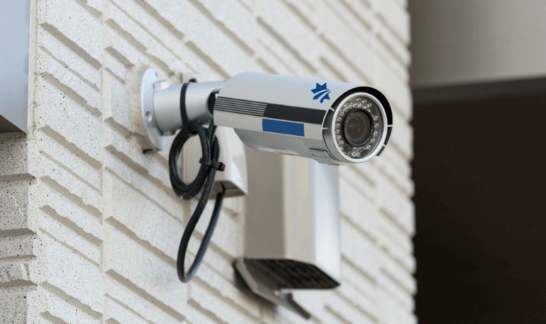 Security camera monitoring residential property
